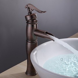 Bathroom Sink Faucet With Vintage Centerset Antique Copper Finish Single Handle Brass Faucet