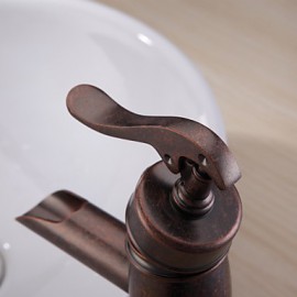 Bathroom Sink Faucet With Vintage Centerset Antique Copper Finish Single Handle Brass Faucet