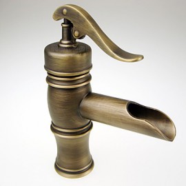 Bathroom Sink Faucet Antique Waterfall Brass Antique Brass