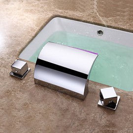 Bathroom Sink Faucet Contemporary Led / Waterfall Brass Chrome