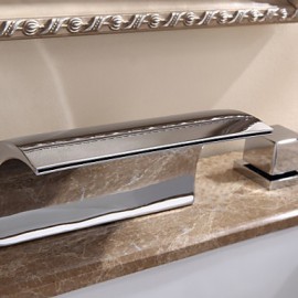 Bathroom Sink Faucet Contemporary Led / Waterfall Brass Chrome