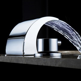 Bathroom Sink Faucet Contemporary Led / Waterfall Brass Chrome