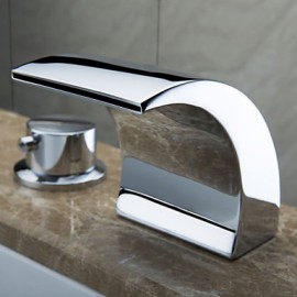 Bathroom Sink Faucet Contemporary Led / Waterfall Brass Chrome