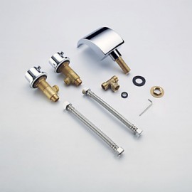 Bathroom Sink Faucet Contemporary Led / Waterfall Brass Chrome