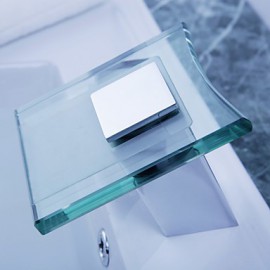 Bathroom Sink Faucet Contemporary Led / Waterfall Brass Chrome