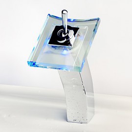 Bathroom Sink Faucet Contemporary Led / Waterfall Brass Chrome