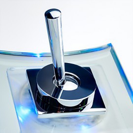 Bathroom Sink Faucet Contemporary Led / Waterfall Brass Chrome