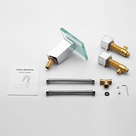 Bathroom Sink Faucet Contemporary Led / Waterfall Brass Chrome