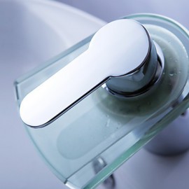 Bathroom Sink Faucet Contemporary Led / Waterfall Brass Chrome