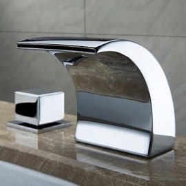 Bathroom Sink Faucet Contemporary Led / Waterfall Brass Chrome Faucet Mixer