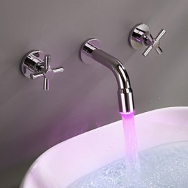 Bathroom Sink Faucet Contemporary Led Brass Chrome