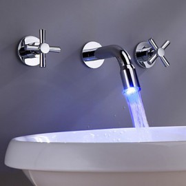 Bathroom Sink Faucet Contemporary Led Brass Chrome