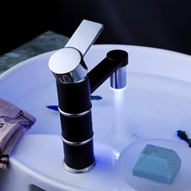 Bathroom Sink Faucet Contemporary Led Brass Painting