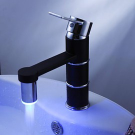 Bathroom Sink Faucet Contemporary Led Brass Painting
