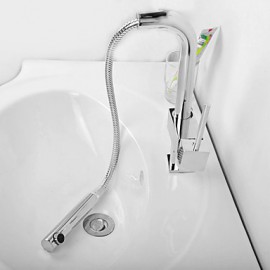 Bathroom Sink Faucet Contemporary Pullout Spray Brass Chrome