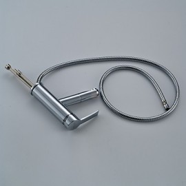 Bathroom Sink Faucet Contemporary Pullout Spray Brass Chrome