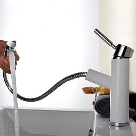 Bathroom Sink Faucet Contemporary Pullout Spray Brass Painting