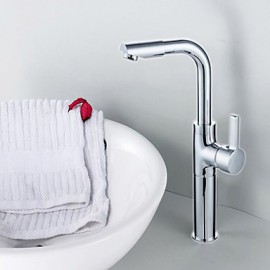 Bathroom Sink Faucet Contemporary Rotatable Brass Chrome