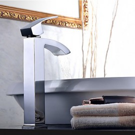 Bathroom Sink Faucet Contemporary Waterfall Brass Chrome