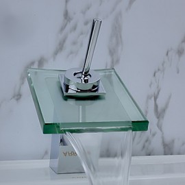 Bathroom Sink Faucet Contemporary Waterfall Brass Chrome