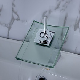 Bathroom Sink Faucet Contemporary Waterfall Brass Chrome