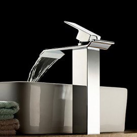 Bathroom Sink Faucet Contemporary Waterfall Brass Chrome