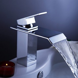 Bathroom Sink Faucet Contemporary Waterfall Brass Chrome