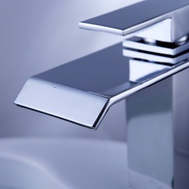 Bathroom Sink Faucet Contemporary Waterfall Brass Chrome