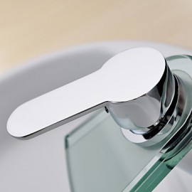 Bathroom Sink Faucet Contemporary Waterfall Brass Chrome