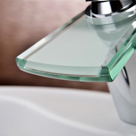 Bathroom Sink Faucet Contemporary Waterfall Brass Chrome