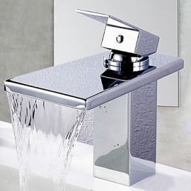 Bathroom Sink Faucet Contemporary Waterfall Brass Chrome