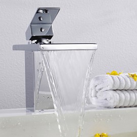 Bathroom Sink Faucet Contemporary Waterfall Brass Chrome