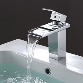 Bathroom Sink Faucet Contemporary Waterfall Brass Chrome