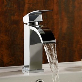 Bathroom Sink Faucet Contemporary Waterfall Brass Chrome