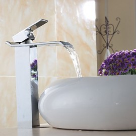 Bathroom Sink Faucet Contemporary Waterfall Brass Chrome