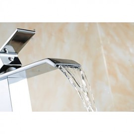 Bathroom Sink Faucet Contemporary Waterfall Brass Chrome
