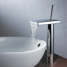 Bathroom Sink Faucet Contemporary Waterfall Brass Chrome