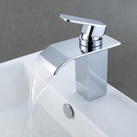 Bathroom Sink Faucet Contemporary Waterfall Brass Chrome