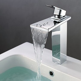 Bathroom Sink Faucet Contemporary Waterfall Brass Chrome