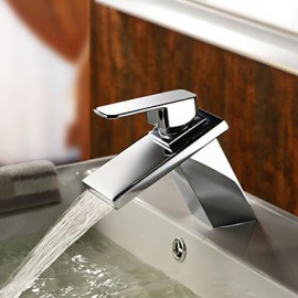 Bathroom Sink Faucet Contemporary Waterfall Brass Chrome