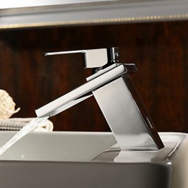Bathroom Sink Faucet Contemporary Waterfall Brass Chrome