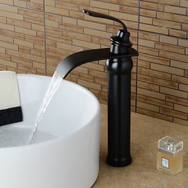 Bathroom Sink Faucet Contemporary Waterfall Oil-Rubbed Bronze Finish