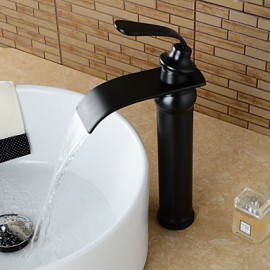 Bathroom Sink Faucet Contemporary Waterfall Oil-Rubbed Bronze Finish