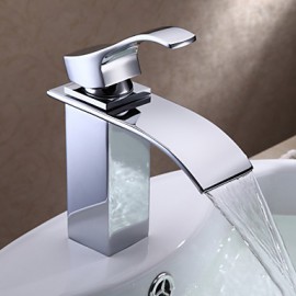 Bathroom Sink Faucet Contemporary Waterfall Stainless Steel Chrome
