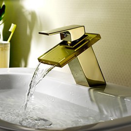 Bathroom Sink Faucet Country Waterfall Brass Ti-Pvd