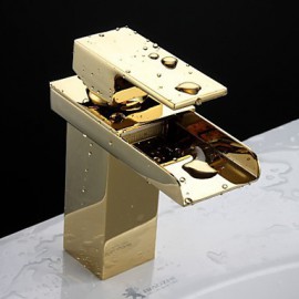 Bathroom Sink Faucet Traditional Waterfall Brass Ti-Pvd