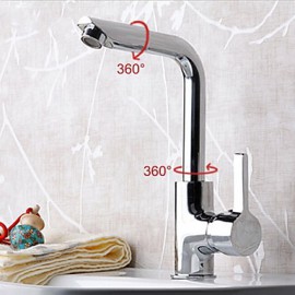 Bathroom Soild Brass Chrome Finish Deck Mounted 720 Degree Rotatable Single Handle Single Hole Cold And Hot Water Basin Faucet