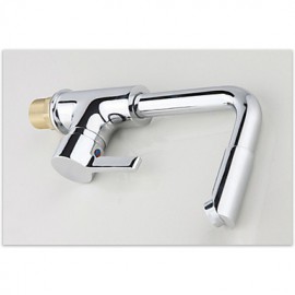 Bathroom Soild Brass Chrome Finish Deck Mounted 720 Degree Rotatable Single Handle Single Hole Cold And Hot Water Basin Faucet