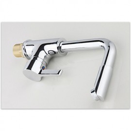 Bathroom Soild Brass Chrome Finish Deck Mounted 720 Degree Rotatable Single Handle Single Hole Cold And Hot Water Basin Faucet