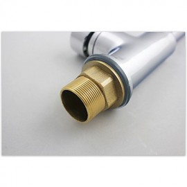 Bathroom Soild Brass Chrome Finish Deck Mounted Single Handle Single Hole Cold And Hot Water Basin Faucet